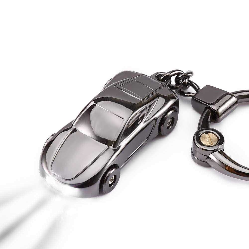 Jobon Creative Key Chain Car Keychain Flashlight with 2 Modes LED Lights 2 in 1 Car Key Chain Ring for Office Backpack Purse Cha - Cheap Fitting