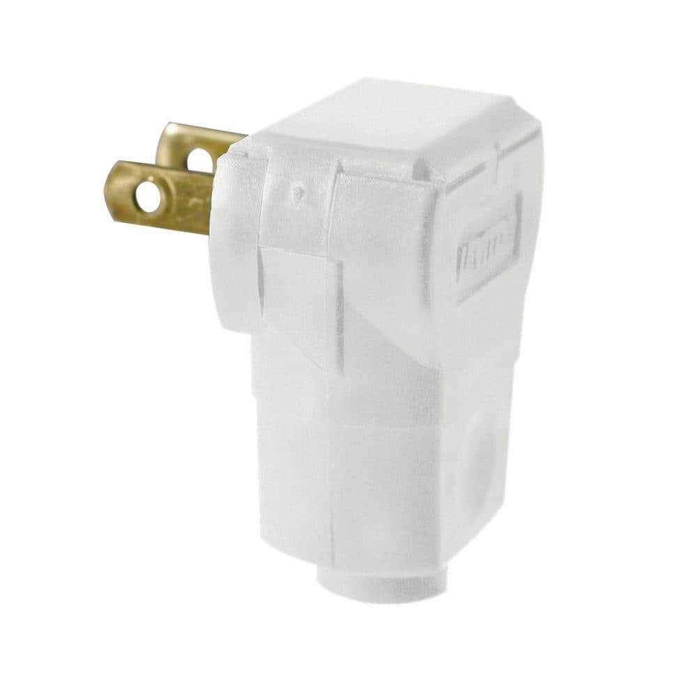 Leviton 15 Amp White Non-Polarized Angle Plug - Cheap Fitting