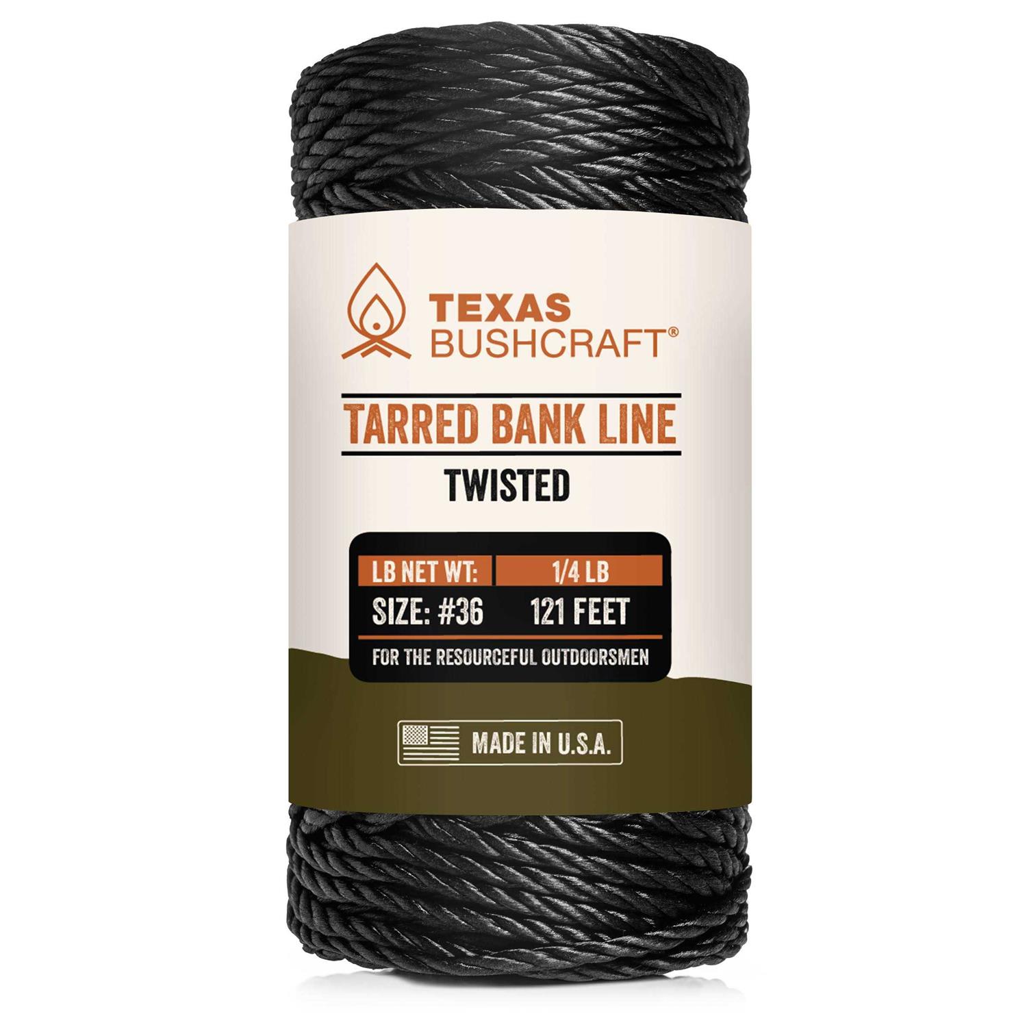 Texas Bushcraft Tarred Bank Line Twine #36 Black Nylon String for Fishing, Camping and Outdoor Survival - Cheap Fitting