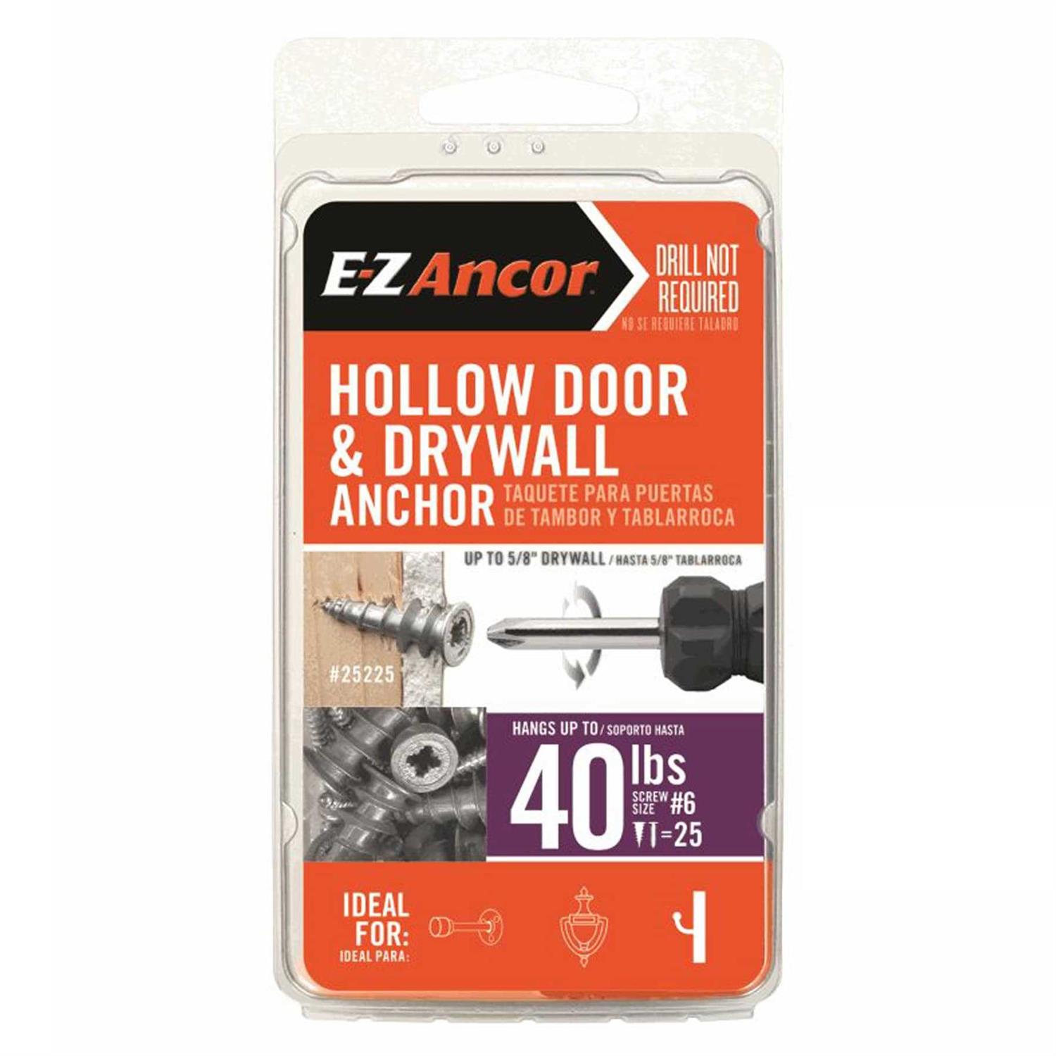 E-Z Ancor 1 in. Hollow Door and Drywall Anchors 25225 - Cheap Fitting