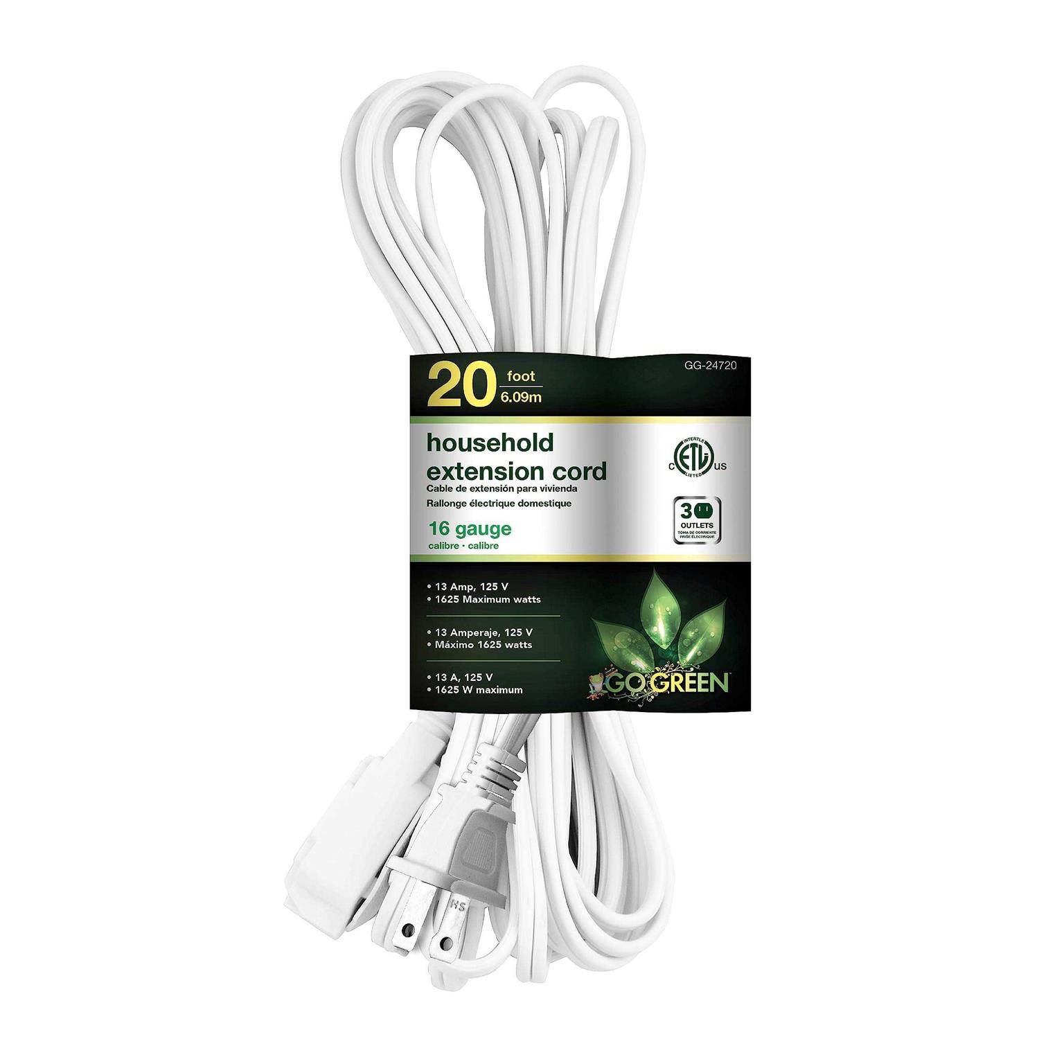 GoGreen Power GG-24720 16/2 Household Extension Cord - Cheap Fitting