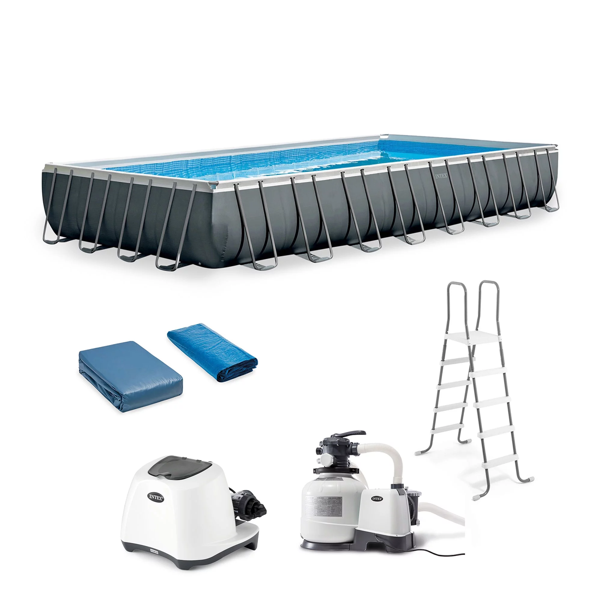 INTEX Ultra XTR Frame Rectangular Pool with Krystal Clear Saltwater System - Cheap Fitting