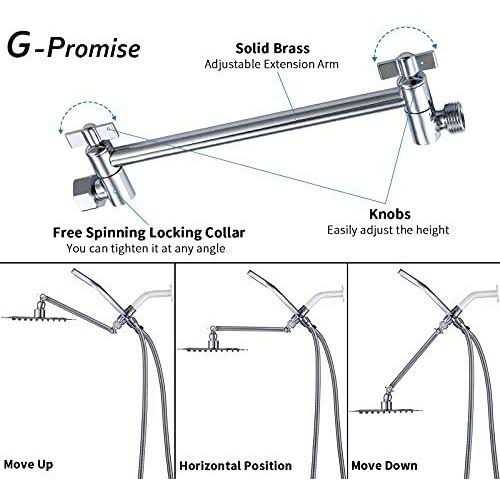 G-promise All Metal 8 Dual Square Shower Head Combo Rain Handheld Wand with 71 Extra Long Flexible Hose - Cheap Fitting