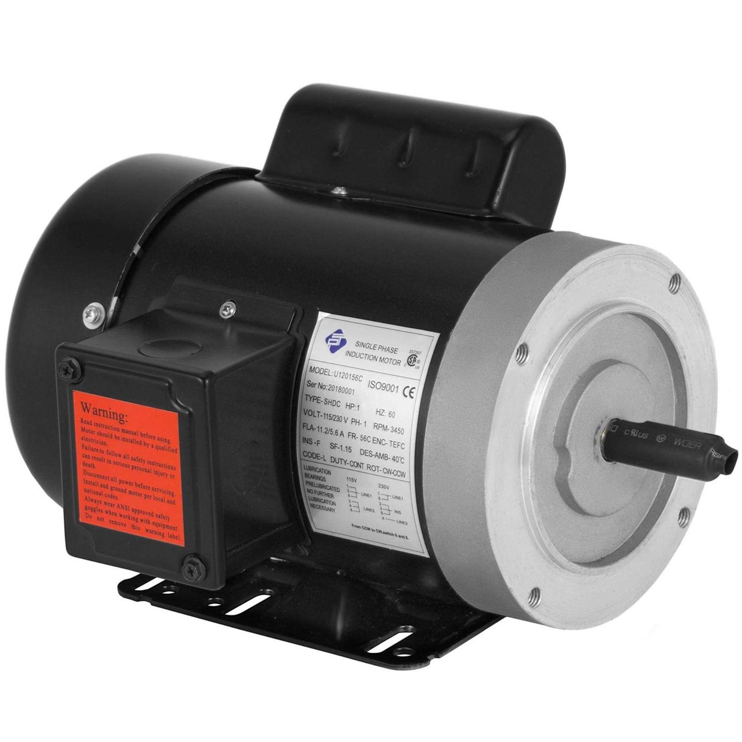 VEVOR 1 Hp Electric Motor 1 Phase 56C 115/230 Volt 3600 Rpm 120156c JLDJ120156C360001V6 - Cheap Fitting
