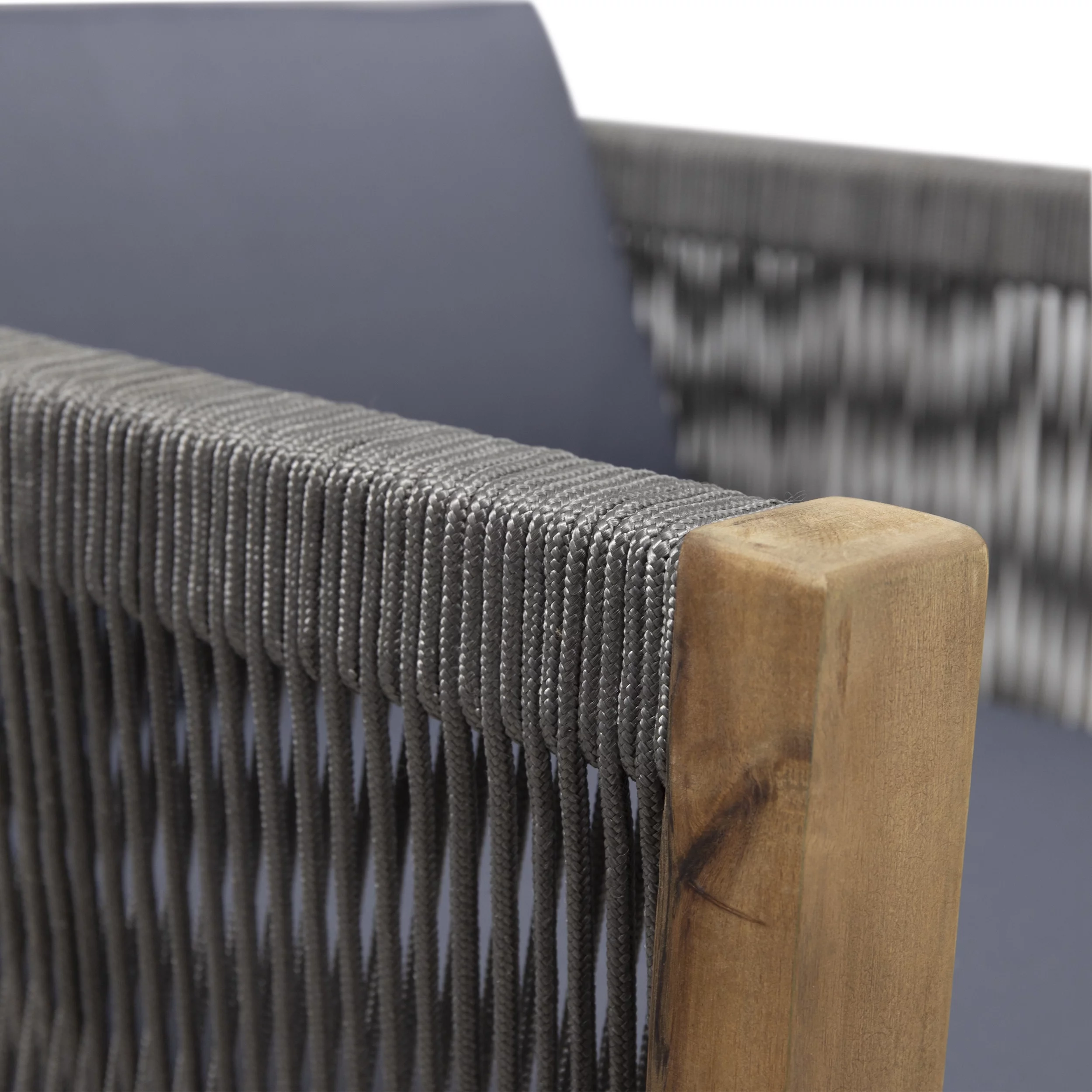 Carrie Acacia Wood and Rope Outdoor Club Chair, Teak, Gray, Dark Gray - Cheap Fitting