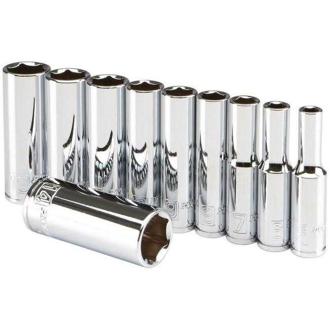 Pittsburgh Pro 1/4 in. Drive Metric High Visibility Deep Socket - Cheap Fitting