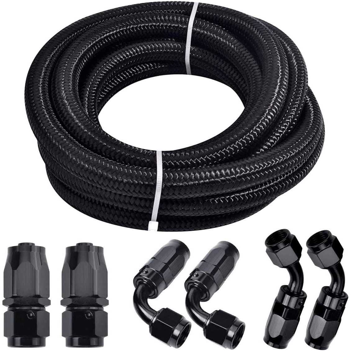 IPARTS EXPERT 3/8 6AN Nylon Stainless Steel Braided Fuel Line Oil/Gas/Fuel Hose End Fitting Hose Swivel Fitting Kit - Cheap Fitting