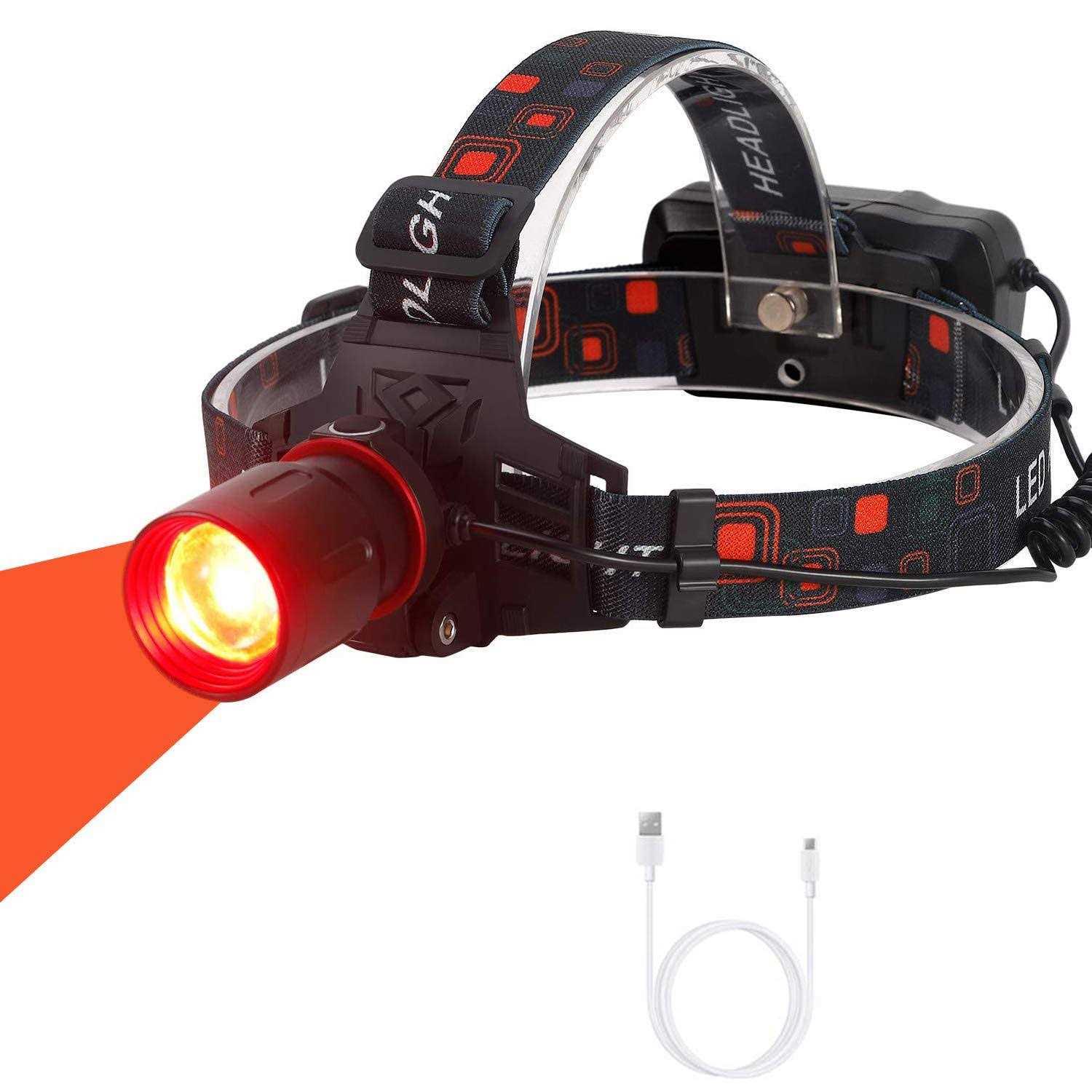 WindFire New Brightest Red Light Hunting Headlamp Zoomable 3 Modes Night Hunting Light Rechargeable Waterproof Headlight for Coyote Hog Varmint - Cheap Fitting
