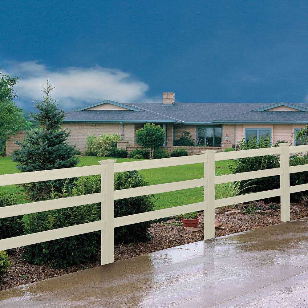 Veranda 8 ft. Tan Vinyl Ranch Fence Rail - Cheap Fitting
