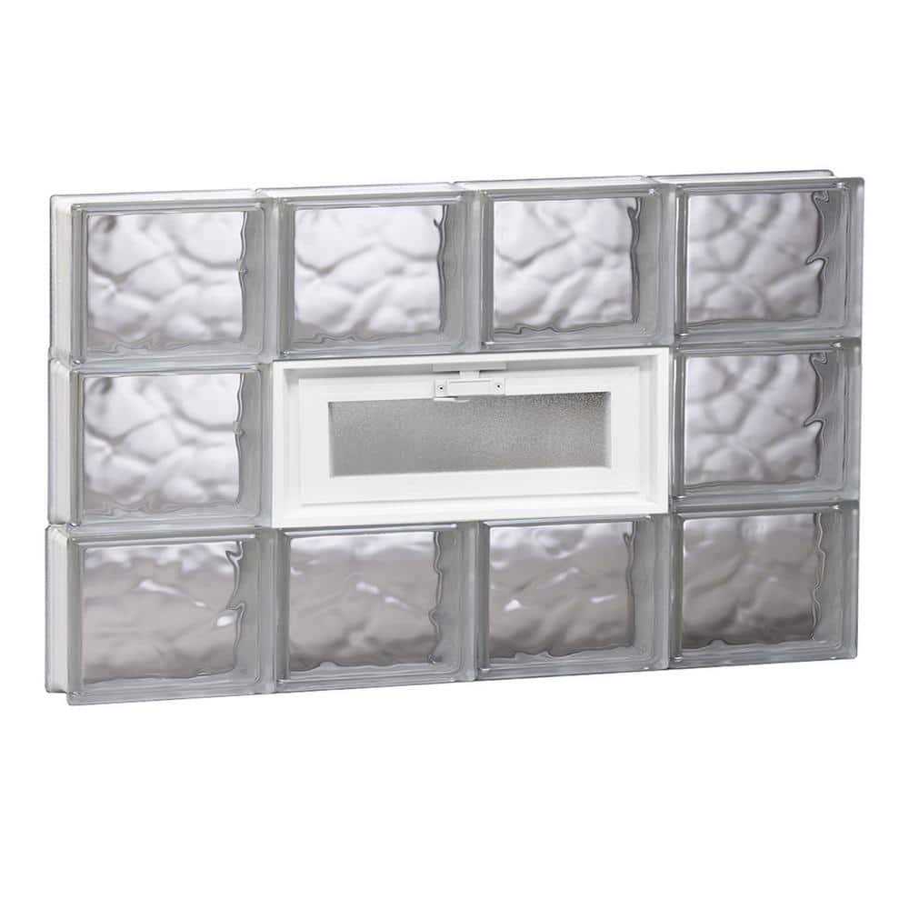 Clearly Secure 34.75 in. x 36.75 in. x 3.125 in. Frameless Wave Pattern Vented Glass Block Window 3638VDC - Cheap Fitting