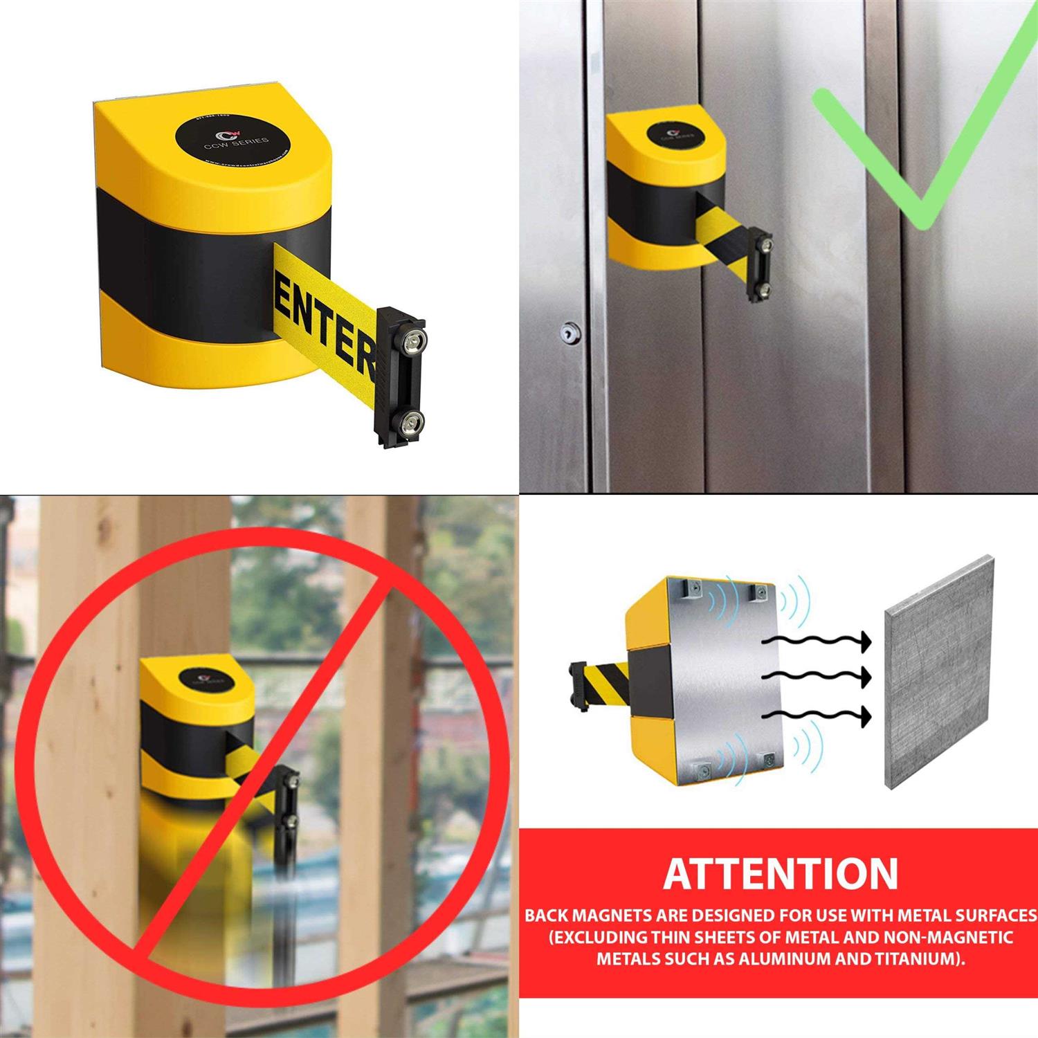 Crowd Control Warehouse CCW Series WMB-220 Wall Mount Retractable Belt Barrier - Cheap Fitting