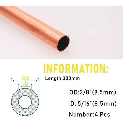 Tynulox OD 99.9% Copper Tube 0.5mm Wall × 300mm Length × - Cheap Fitting