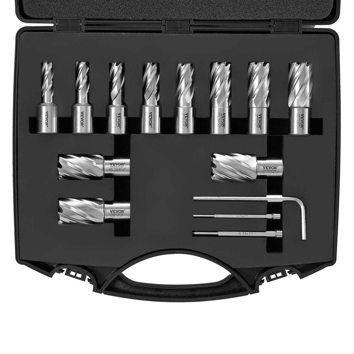 VEVOR Annular Cutter Set 13 pcs Weldon Shank Mag Drill Bits 1 Cutting Depth - Cheap Fitting