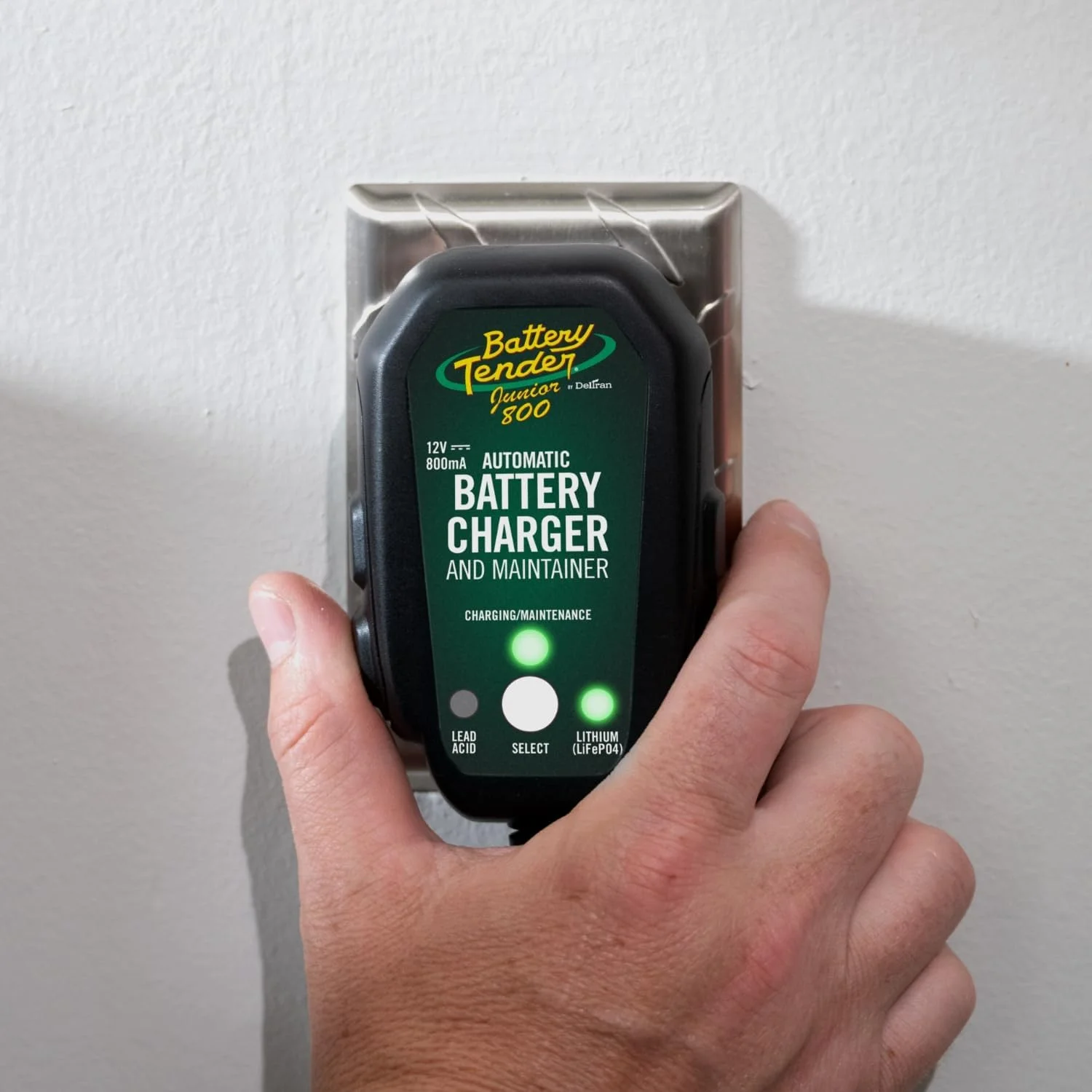 Battery Tender Junior 12V ,  800mA Battery Charger and Maintainer for Lead Acid and Lithium Batteries - Switchable Battery Charger for Powersports - 022-0199-DL-WH - Cheap Fitting