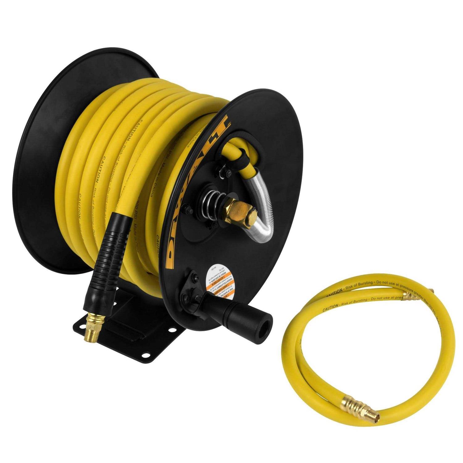 DEWALT 3/8 in. x 50 ft. Manual Rubber Hose Reel - Cheap Fitting