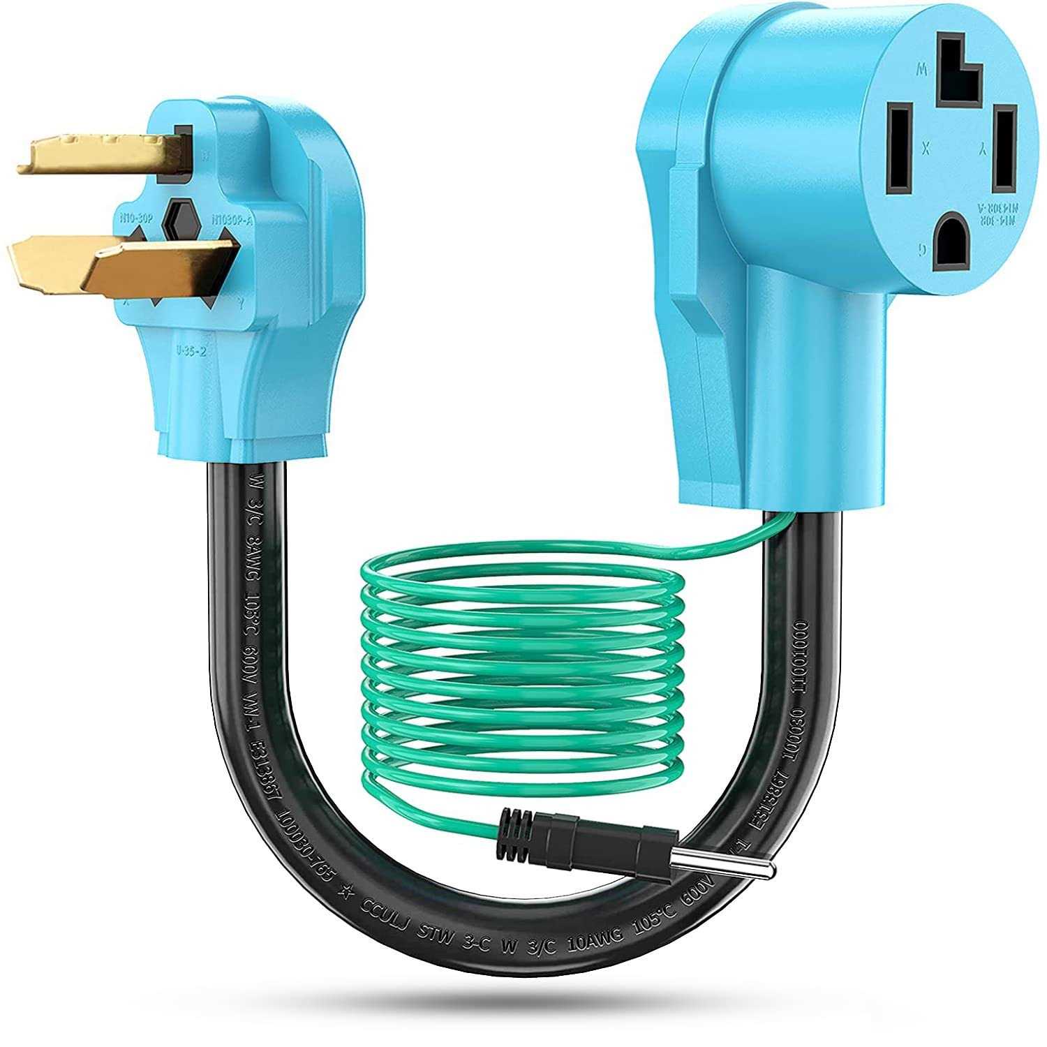 CircleCord Dryer Adapter Cord 3 Prong to 4 Prong Blue 3P Older Dryer to 4P Newer House - Cheap Fitting