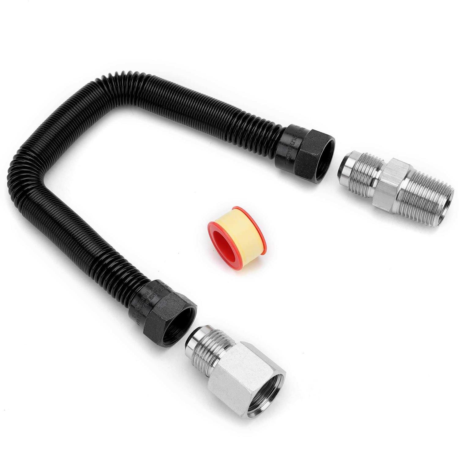Stanbroil 1/2 OD x 3/8 ID 12 Non-Whistle Flexible Flex Gas Line Connector Kit for NG or LP Fire Pit and Fireplace - Cheap Fitting