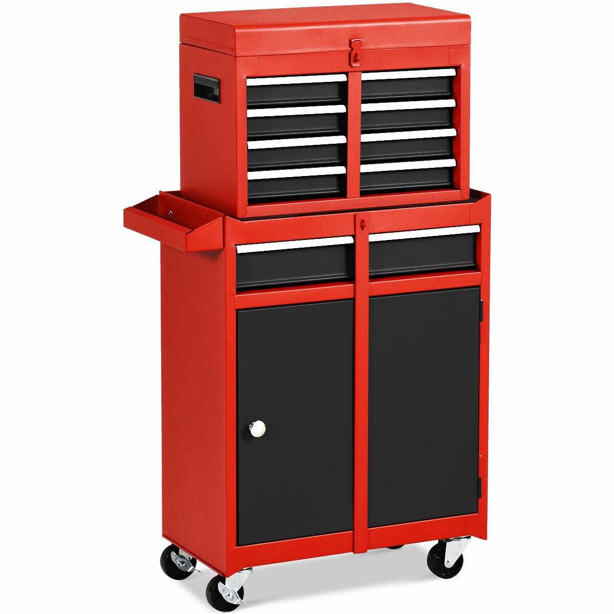 Costway 2 in 1 Tool Chest & Cabinet with 5 Sliding Drawers Rolling Garage Box Organizer - Cheap Fitting