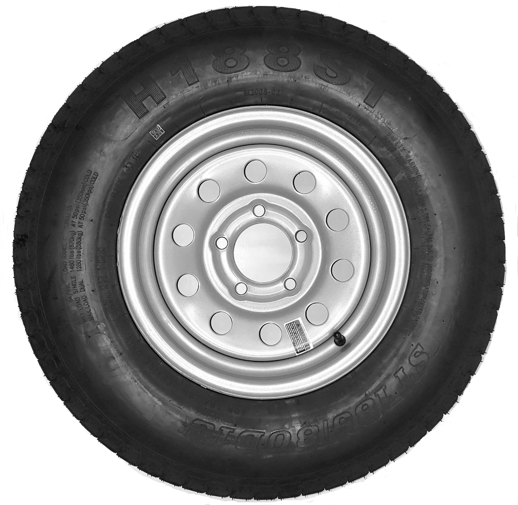 Trailer Tire On Rim ST185/80D13 185/80D-13 13 ST Silver Modular Wheel Boat RV - Cheap Fitting
