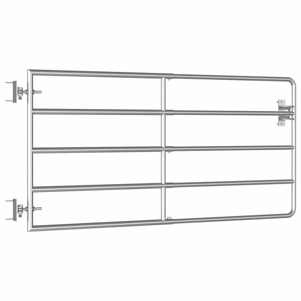vidaXL 5 Bar Field Gate Steelx35.4 Silver - Cheap Fitting