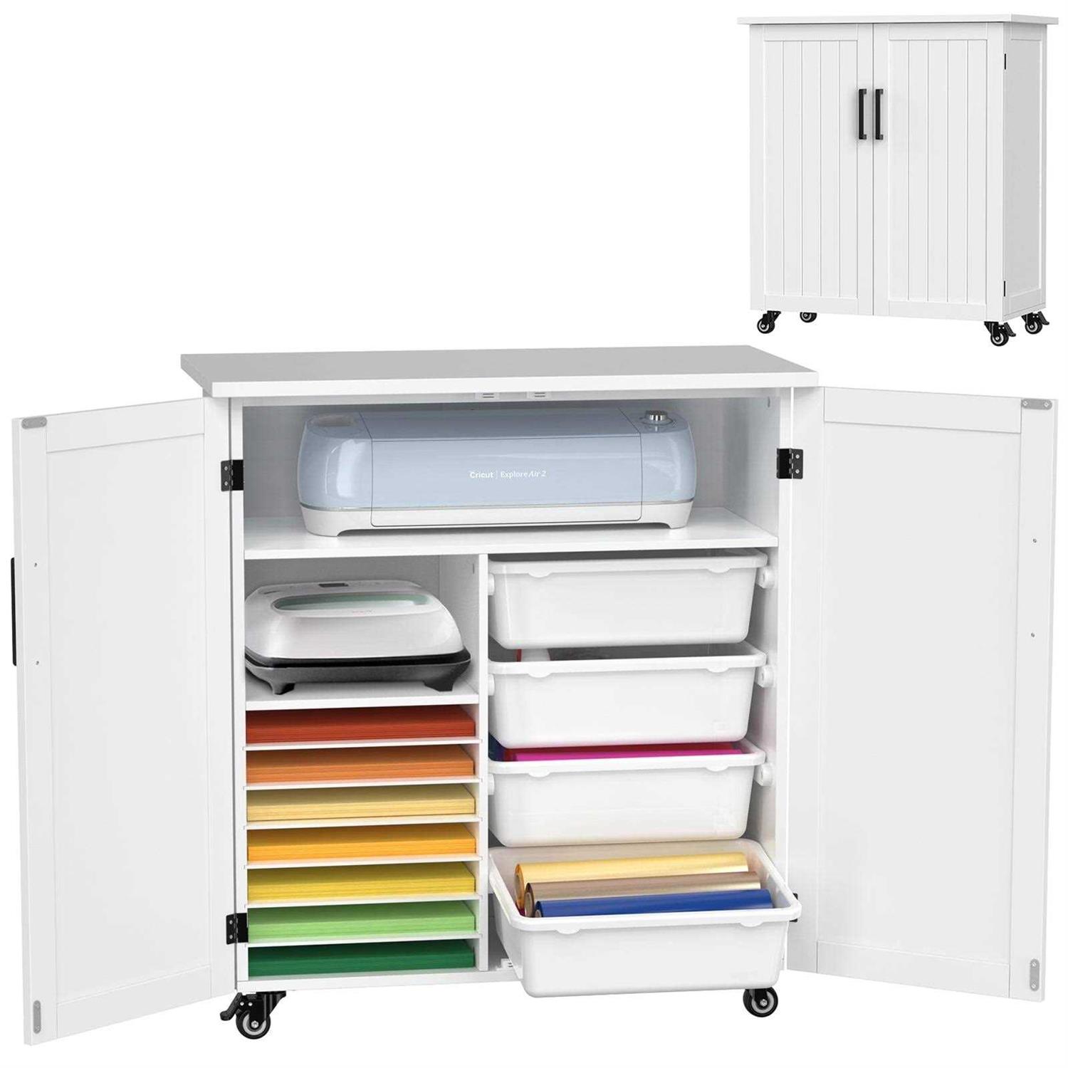 Gdlf Craft Cart Compatible with Cricut Machine Rolling Cricut Cabinet with Storage - Cheap Fitting