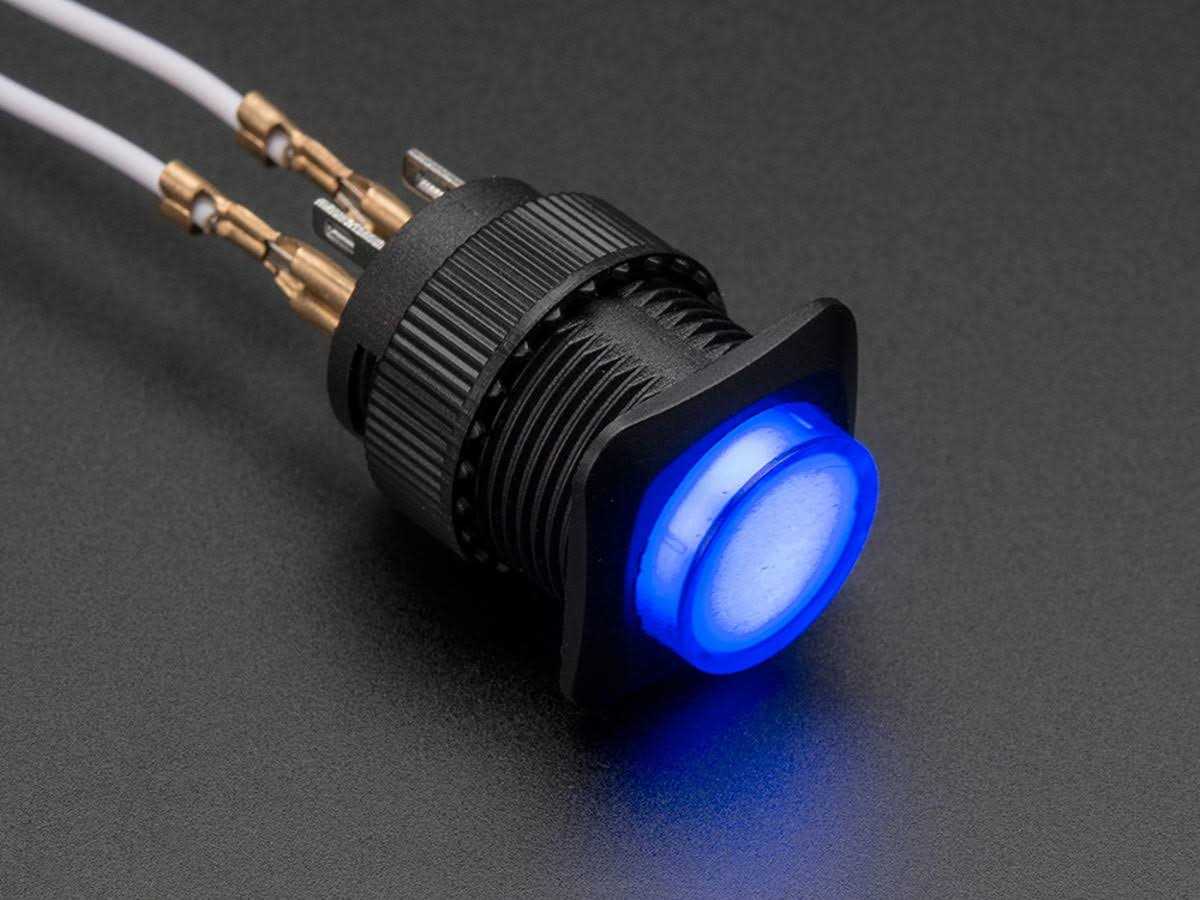 Adafruit 16mm Blue Illuminated Momentary Pushbutton - Cheap Fitting