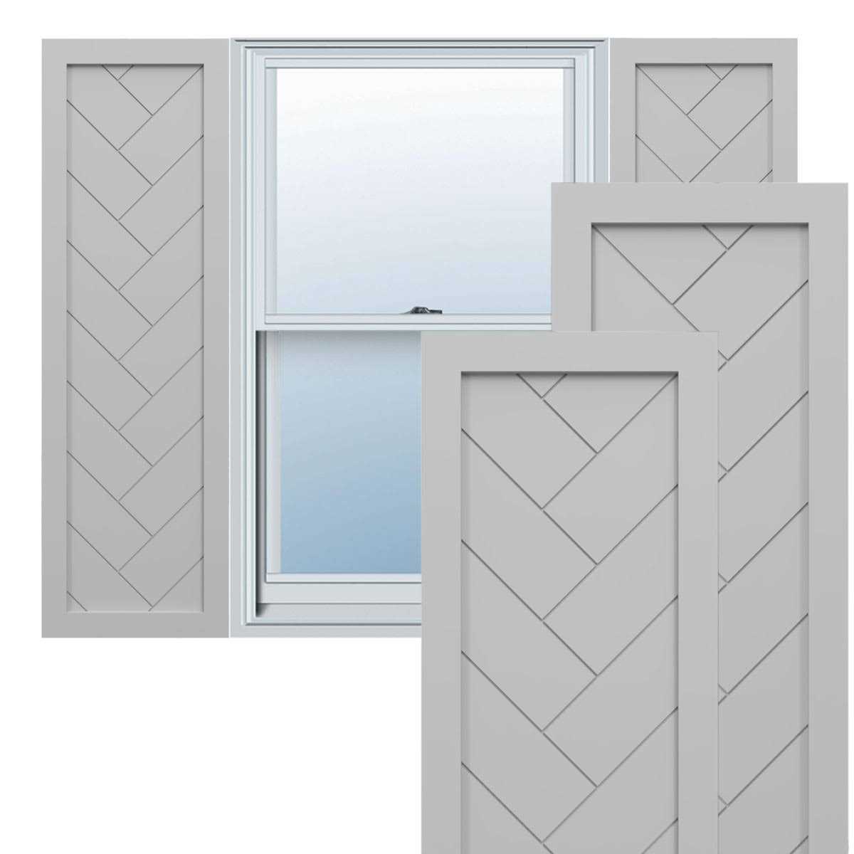 True Fit PVC Single Panel Herringbone Modern Style Fixed Mount Shutters Ekena Millwork Height - Cheap Fitting