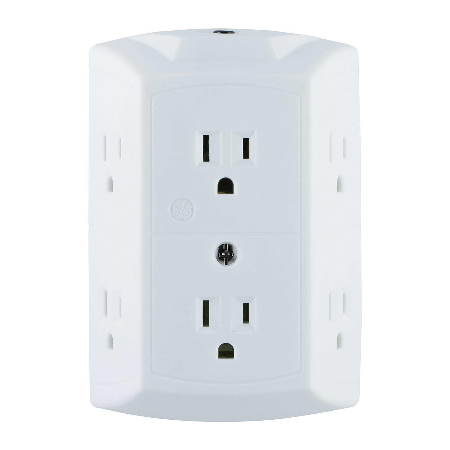 GE 56575 6-Outlet Grounded Wall Tap with Transformer/Resettable Circuit - Cheap Fitting