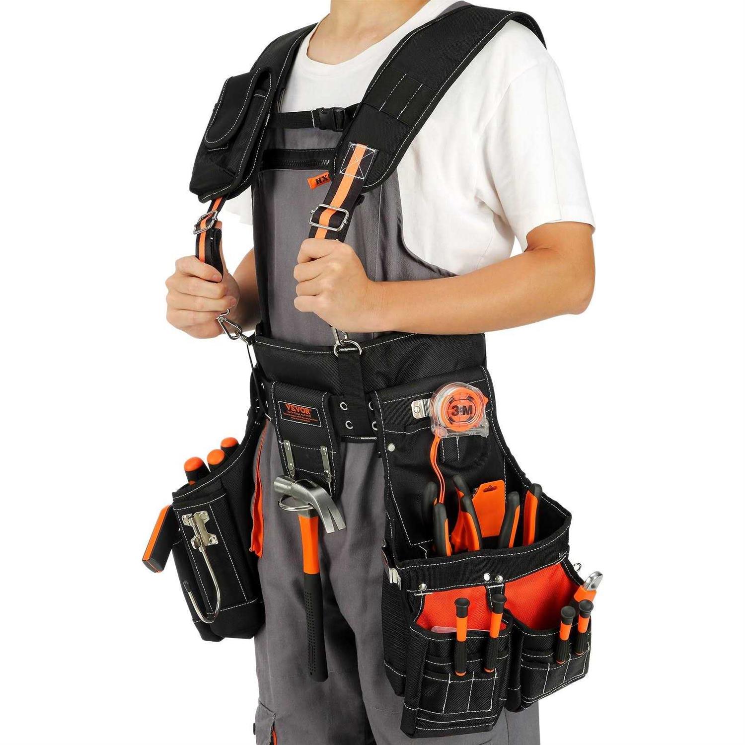 VEVOR Tool Belt with Suspenders 29 Pockets 29-54 inches Adjustable Waist - Cheap Fitting