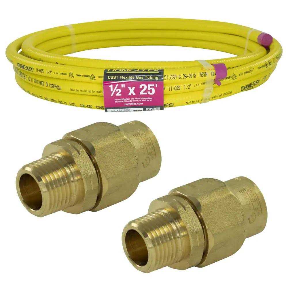 HOME-FLEX 1/2 in. x 25 ft. CSST MPT Connection Kit 1/2 in. MPT Male Adapter CSST x CSST Pipe - Cheap Fitting