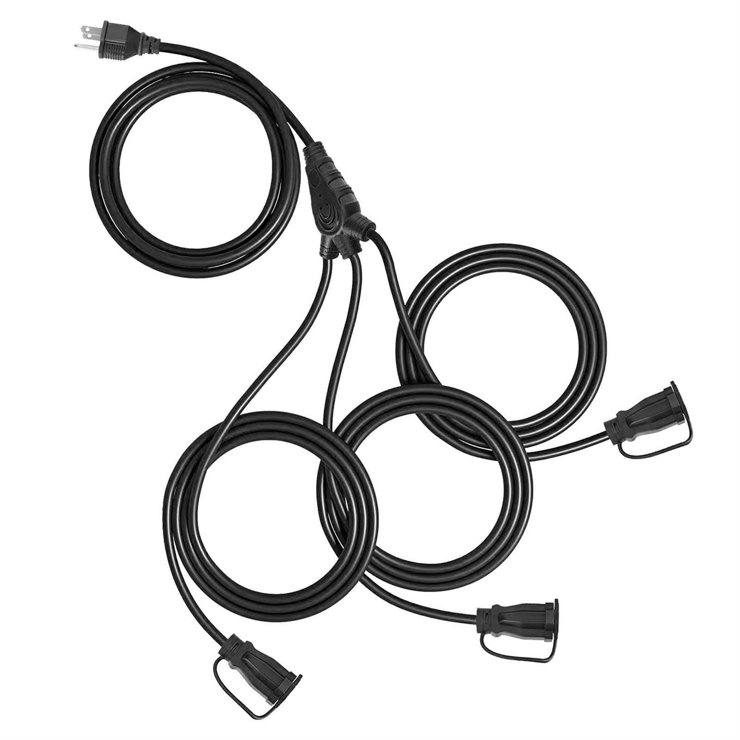 GREATIDE Outdoor Extension Cord with Multiple Outlets Black 1 to 3 Splitter Extension Cords - Cheap Fitting