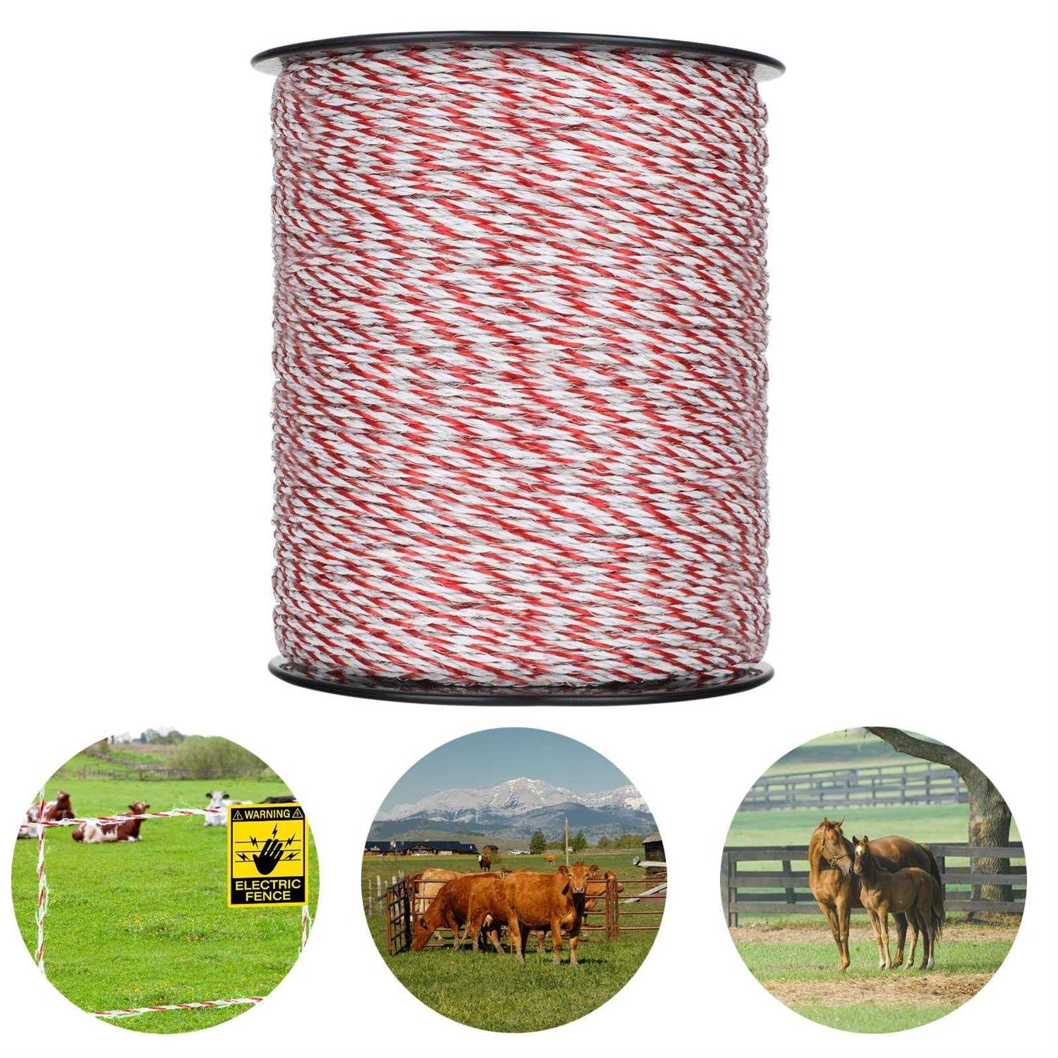 Electric Fence Polywire, Homaisson 500/1000 Meter Electric Fence String, 6 Stainless Steel Strands for Reliable Conductivity and Rust - Cheap Fitting