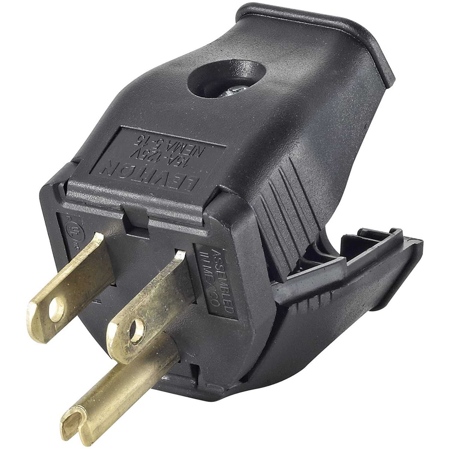 Leviton 2 Pole 3 Wire Black Grounding Plug 000-3W101-00E - Cheap Fitting