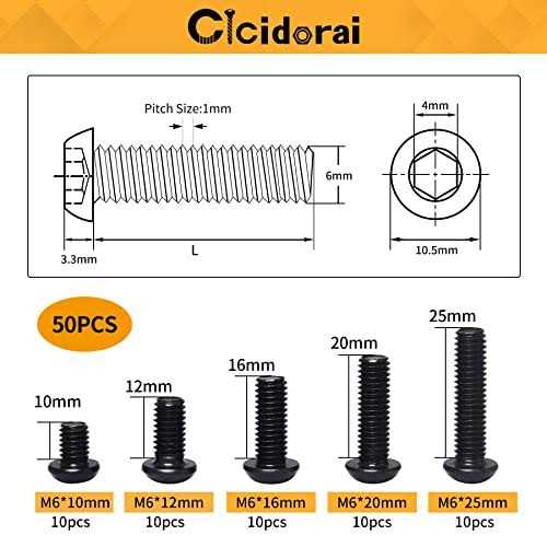 Cicidorai M6 x 20mm 25mm Button Head Socket Cap Screws Bolts - Cheap Fitting