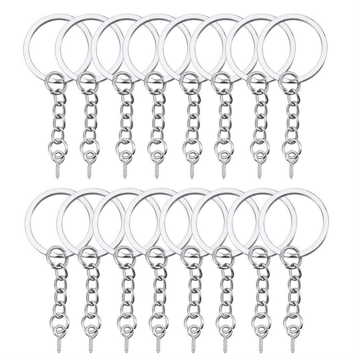 Hautoco 100Pcs Keychain Rings with Chain Open Jump Rings and Screw Eye Pins for Crafts Charm Jewelry Making - Cheap Fitting