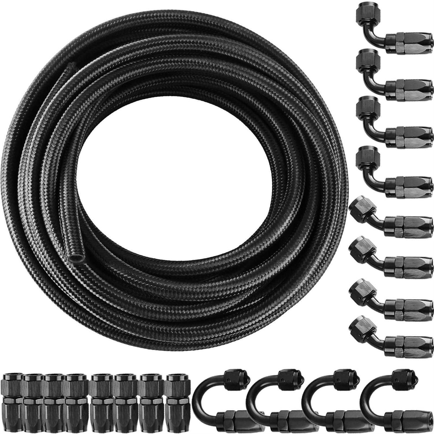 VEVOR AN6 Nylon Stainless Steel Braided Fuel Hose Fuel Adapter Kit Oil Line 32.8ft AN6YGTJ0000000001V0	VEVOR AN6 Nylon Stainless Steel Braided Fuel Hose Fuel Adapter Kit Oil Line 32.8ft AN6YGTJ0000000001V0 - Cheap Fitting