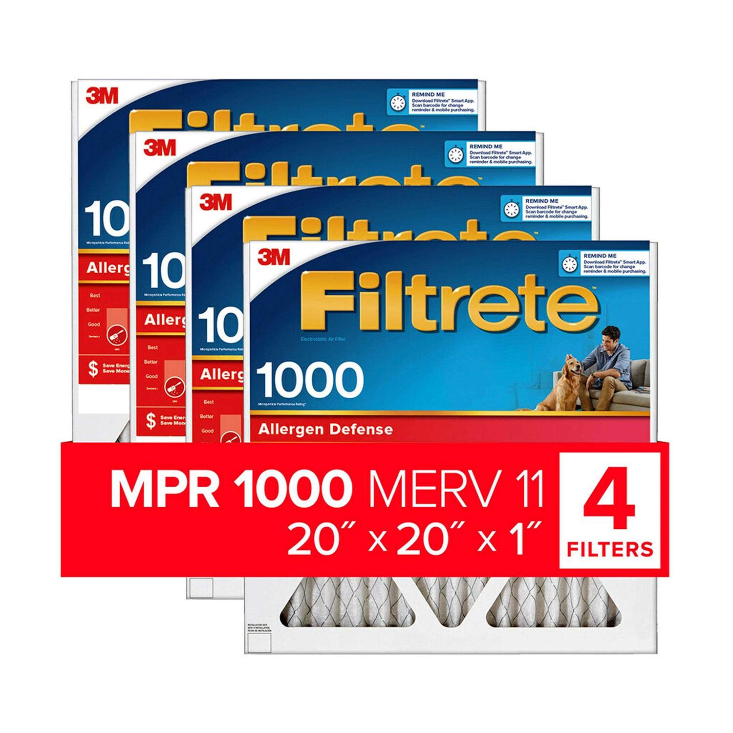 Filtrete 20x20x1 Air Filter MPR 1000 MERV 11 Allergen Defense - Cheap Fitting