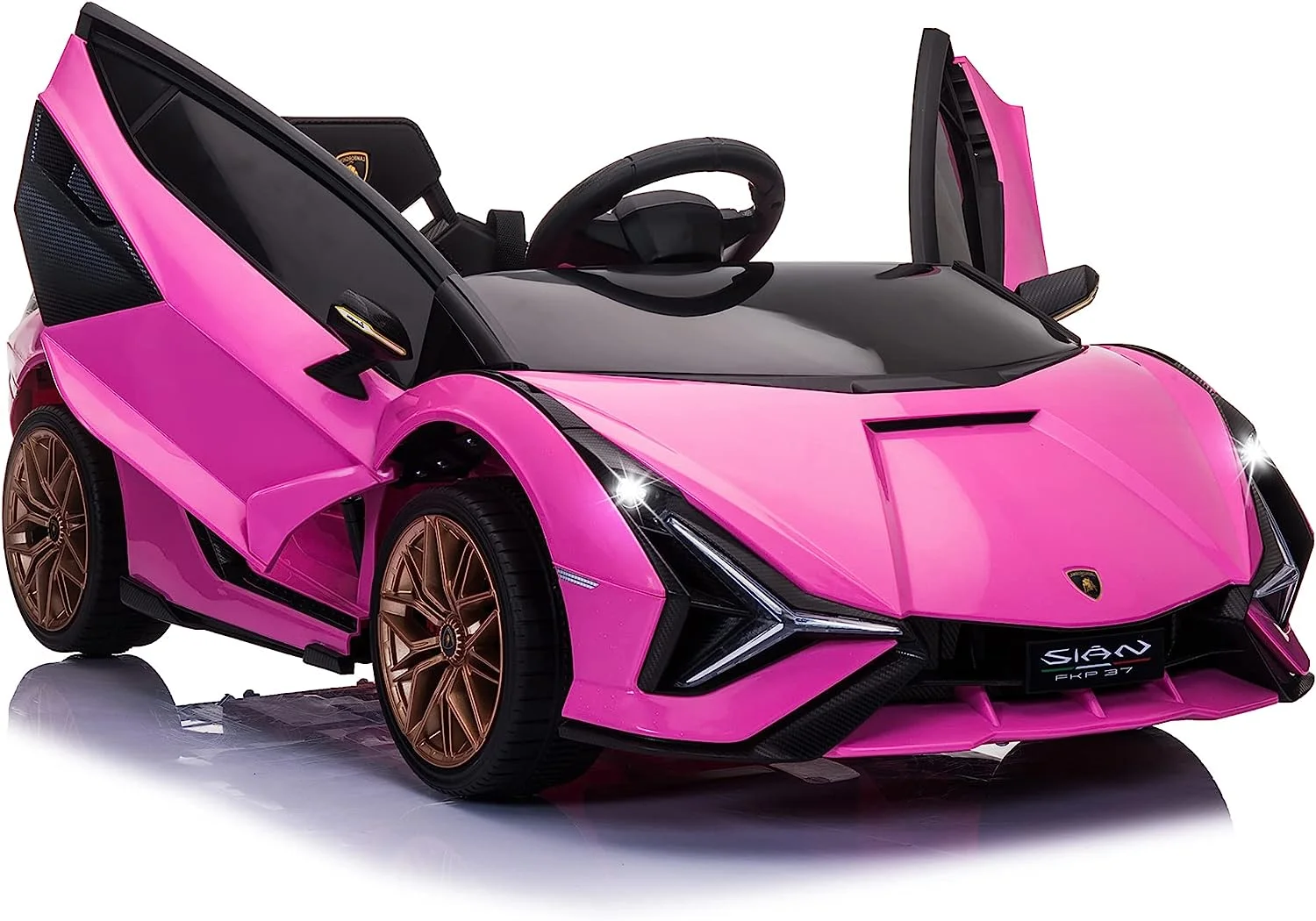 TOBBI 24V Lamborghini STO Licensed Kids Ride on Drift Car Gray Electric Car W/Remote Control LED Lights, up to 10 mph - Cheap Fitting