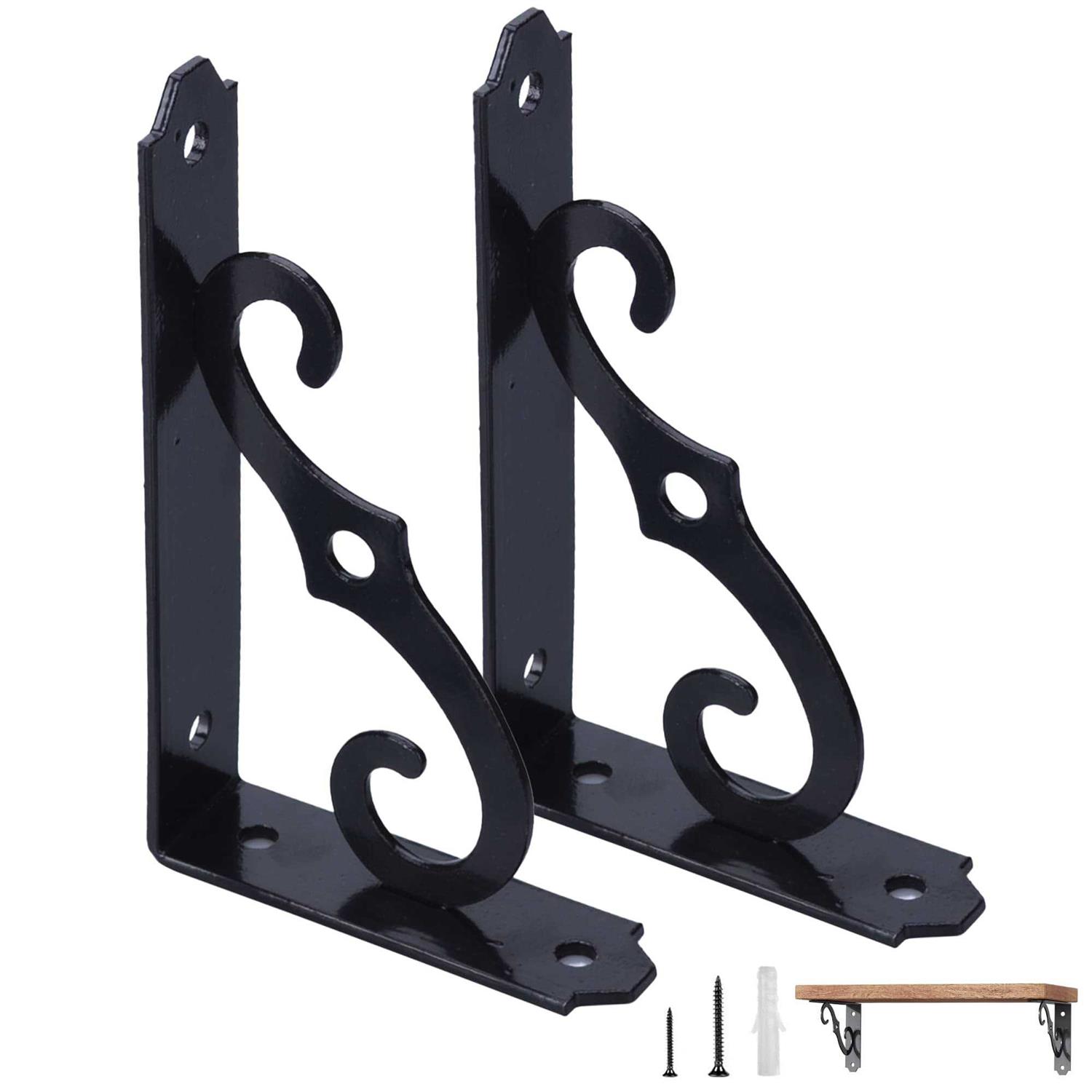 ETECHMART Decorative Shelf Brackets 5 Inch Wall Mounted Floating Shelf Bracket for Diy Open Shelving - Cheap Fitting