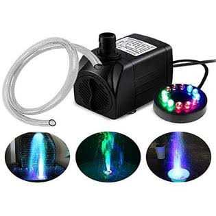 Pulaco 10Watt 160GPH Submersible Fountain Pump wiht LED Light for Water Feature - Cheap Fitting