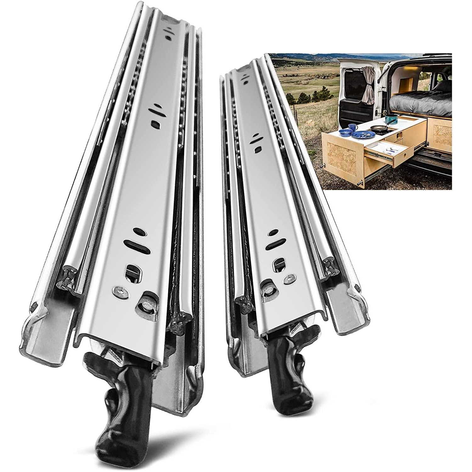 Aolisheng Heavy Duty Drawer Slides with Lock 150lbs Load Capacity Side Mount - Cheap Fitting
