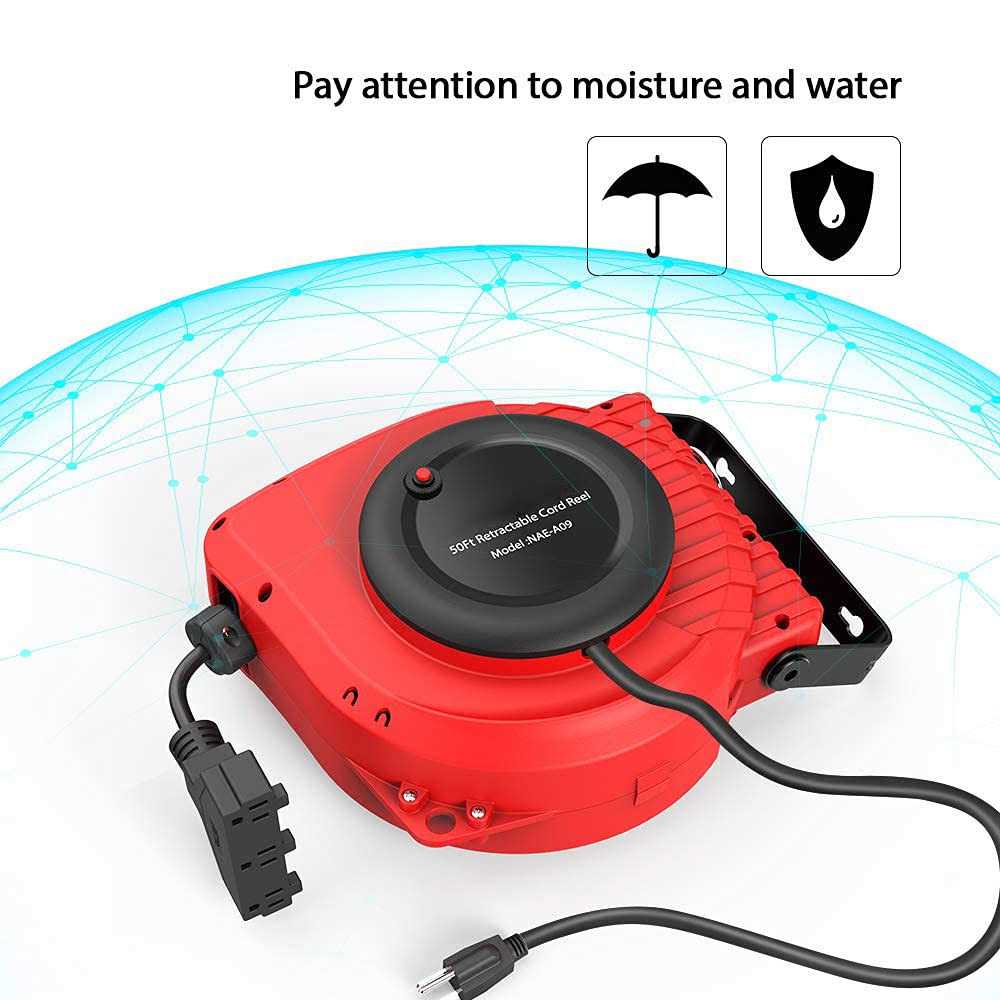 Vistreck 50FT Retractable Extension Cord Reel 14AWG 13A Electrical Power Cord Reel - Cheap Fitting