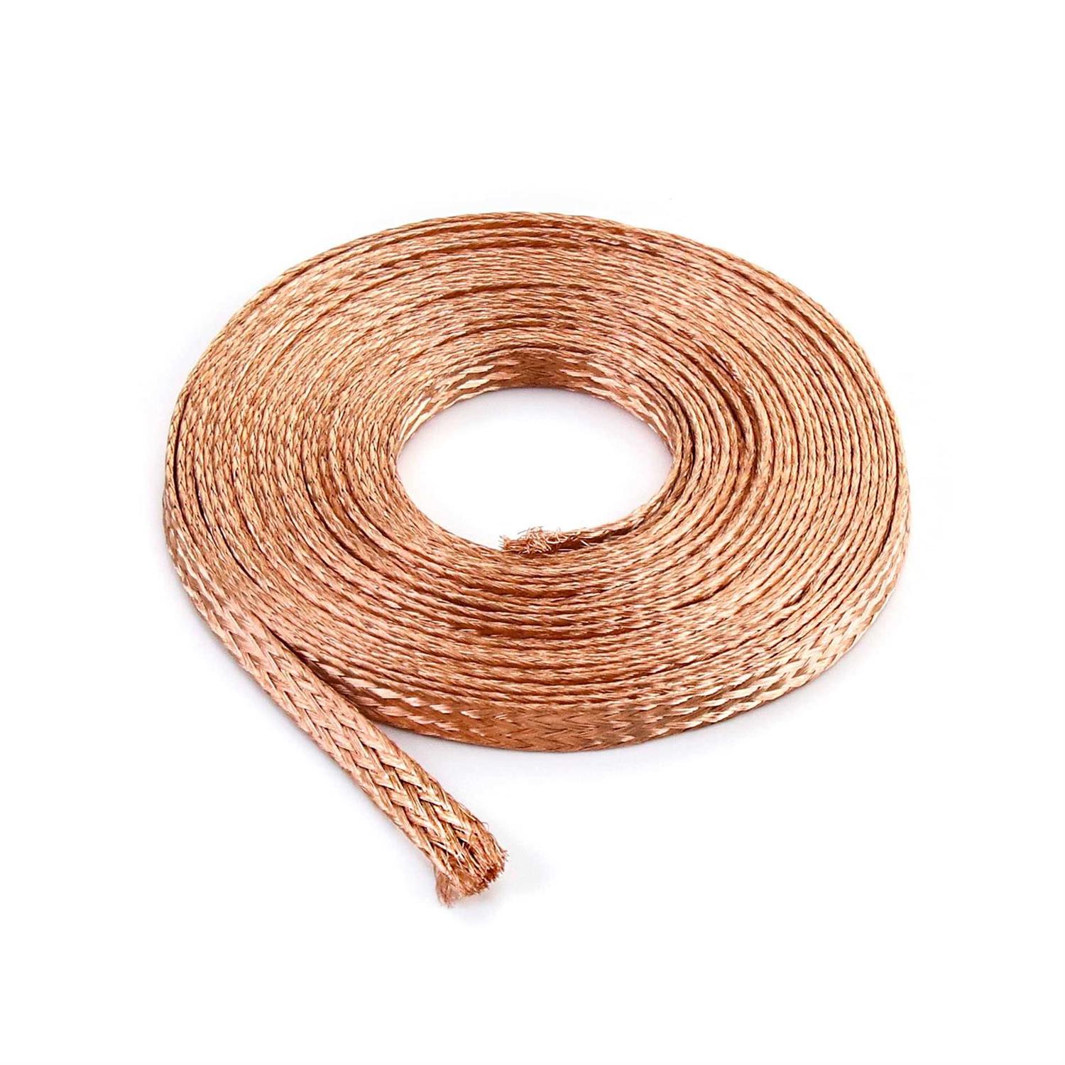 QWORK Flat Copper Braid Cable 6mm Flat Copper Braided Ground Strap Wire - Cheap Fitting