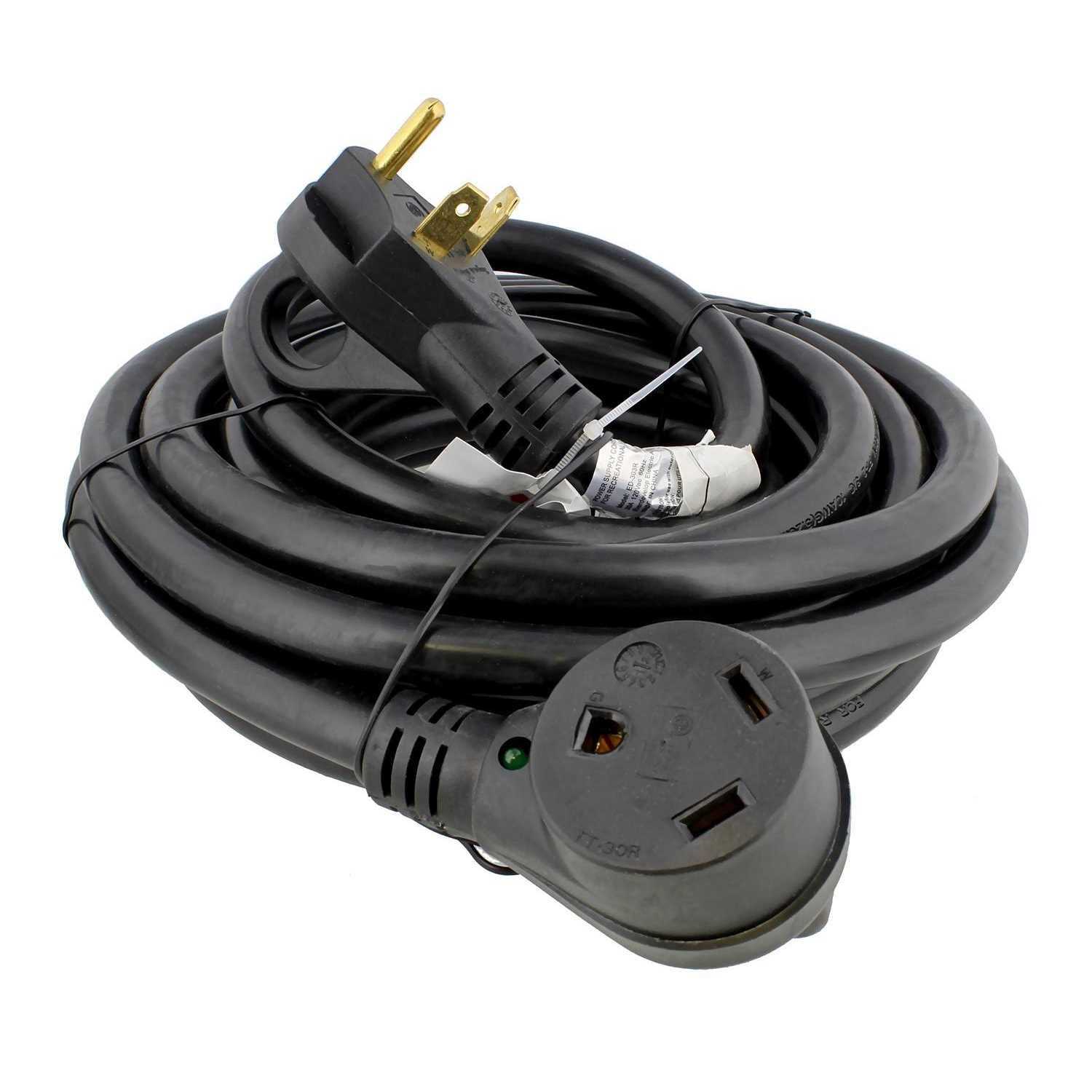 Dumble 30 AMP RV Power Cord w/ Indicator Light 25 Foot Camper Extension Cable - Cheap Fitting