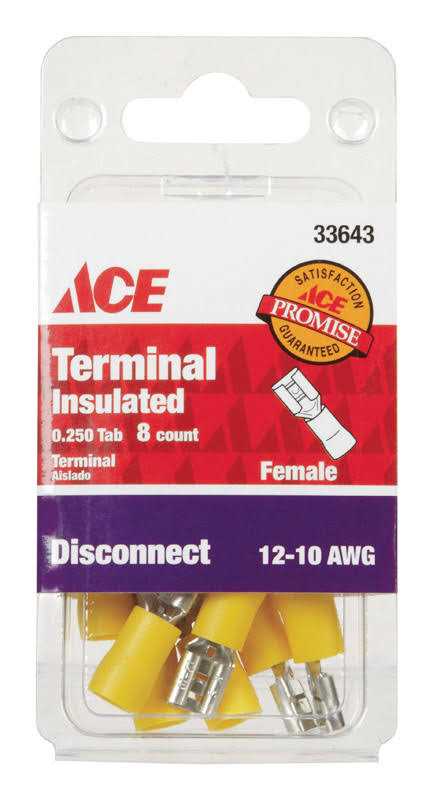 Ace 12-10 AWG AWG Insulated Wire Female Disconnect Yellow 8 pk - Cheap Fitting