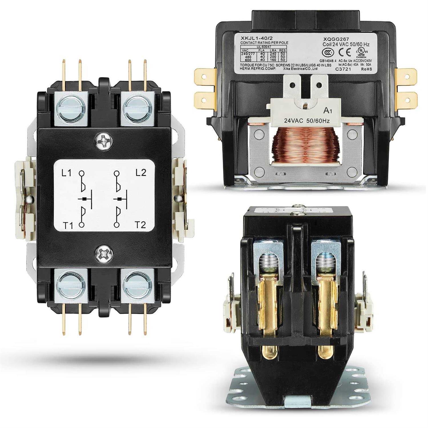 2 Pole AC Contactor Generic Heavy Duty 40Amp 24V Coil Air Conditioner Contactor Condenser Compressor Contactor - Cheap Fitting