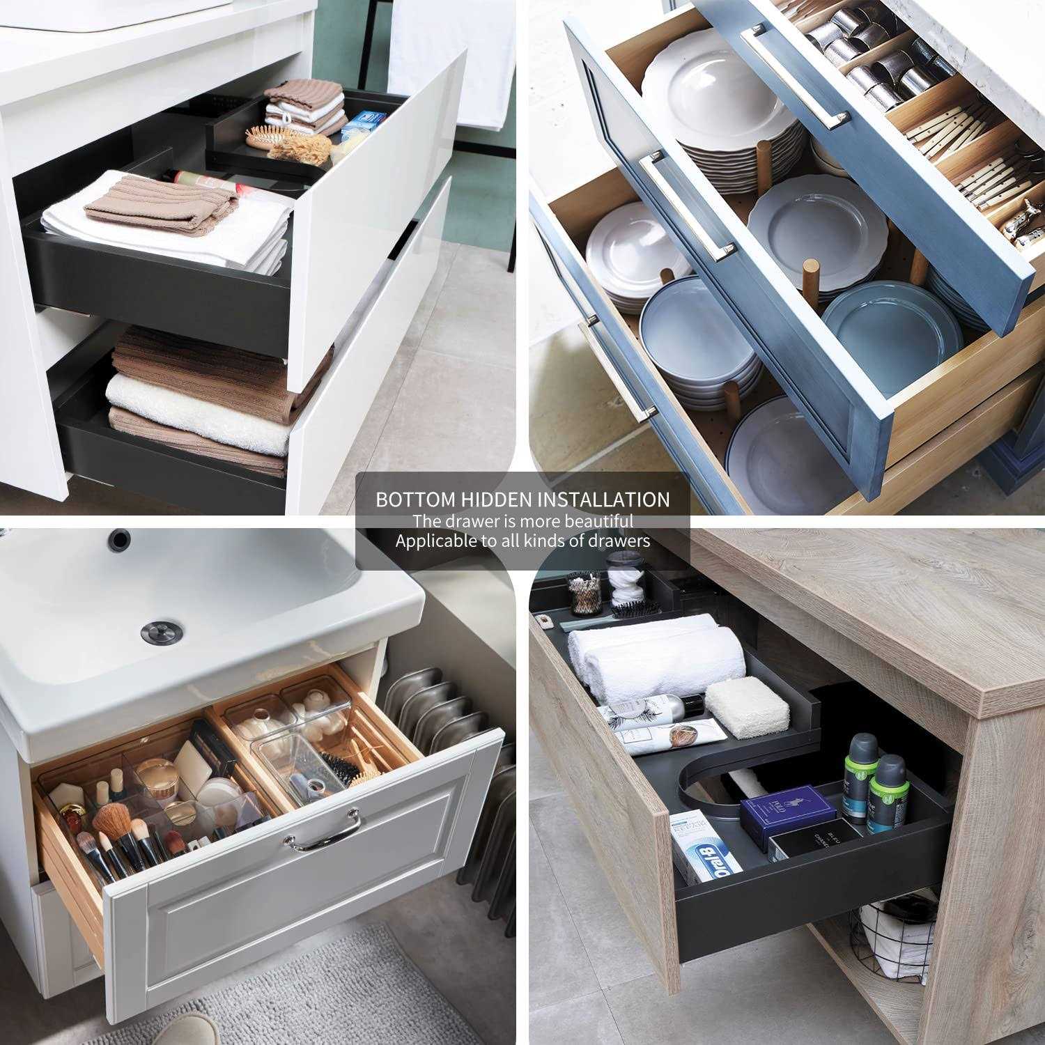 SIGOEI Bottom Mount Soft Close Drawer Slides Full Extension Concealed Rails Track 80 lb Load Capacity 1 Pair - Cheap Fitting