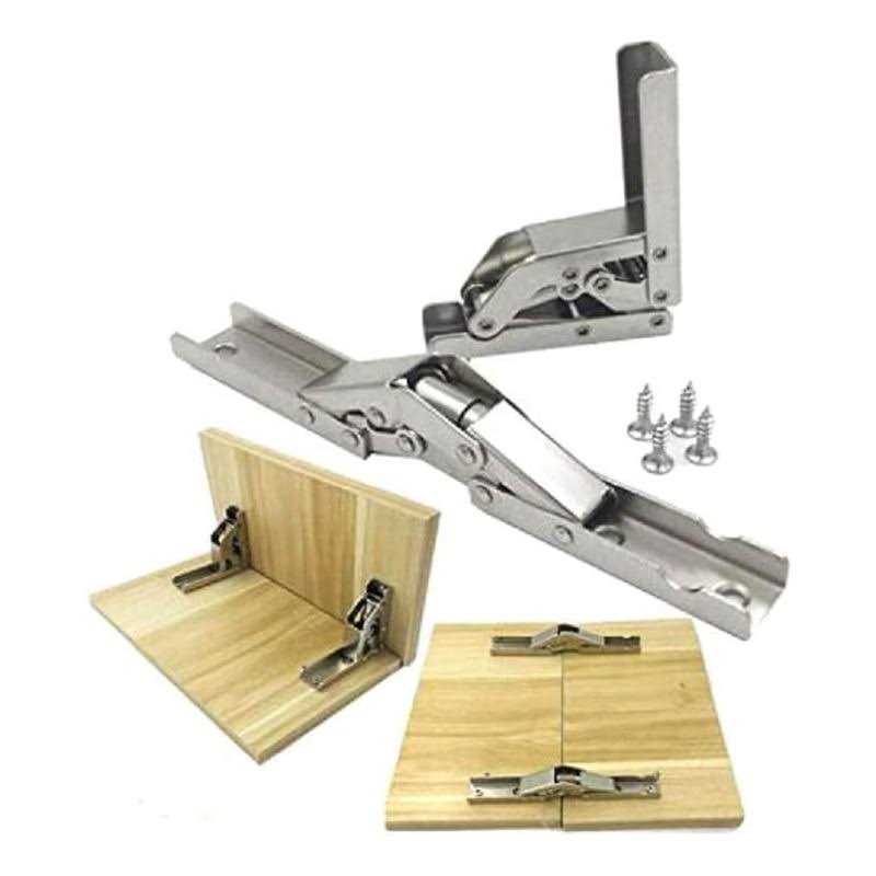 2 Pack Hidden Cabinet Door Hinges 180 Degree Wooden Box Hinge Leaf Support Sliding Hinges and Latch Table - Cheap Fitting