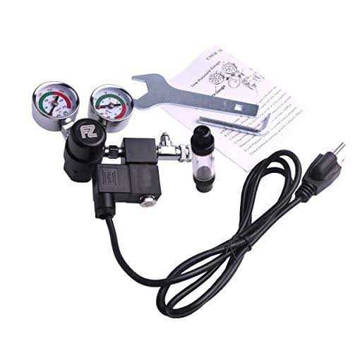 Fzone Aquarium Co2 Regulator Dc Solenoid with Big Dual Gauge Display and Bubble Counter and Check Valve Plant Grow DIY Co2 System Cga320 Side Open - Cheap Fitting