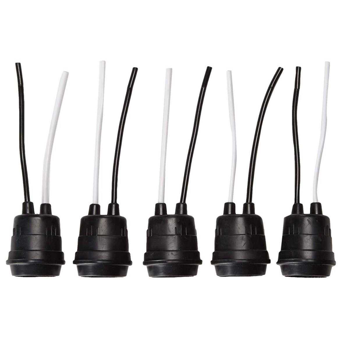 Longdex 12pcs Lamp Base Waterproof Black Pigtail Lamp Holder Socket 250V 6A - Cheap Fitting